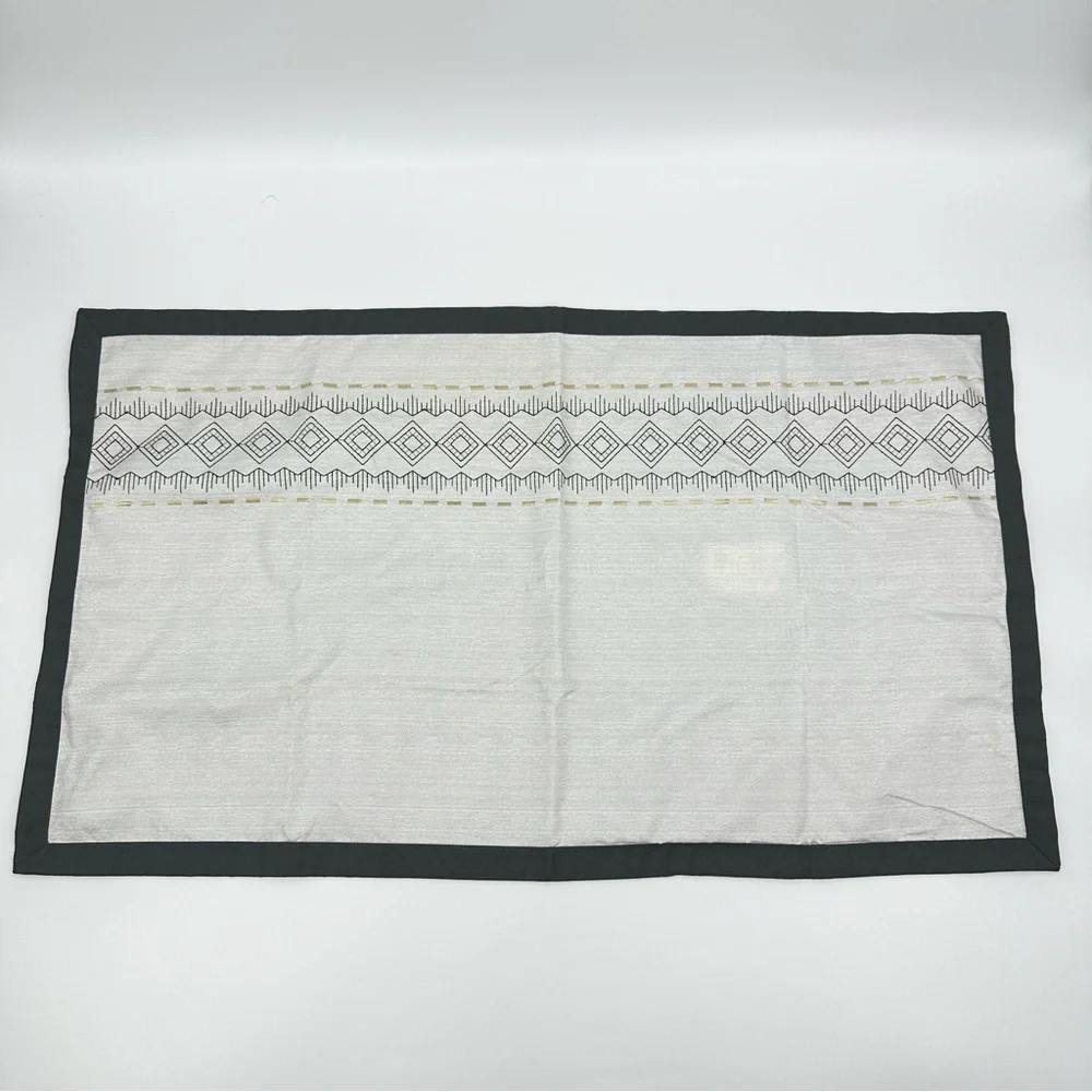 Embroidered Pillow Shams King Set of 2 and Throw Pillow Off White Gray